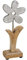 TEMPELWELT® Deko Figur Blume 30 cm, Aluminium Metall Blüte Silber mit Mango Holz massiv Natur, Holzdekoration Blümchen Aufsteller Frühling Ostern Sommer