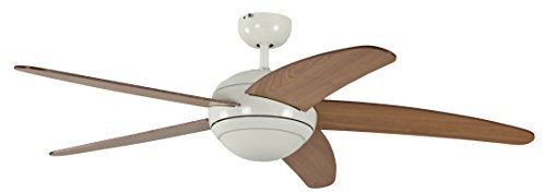 Pepeo Melton Ventilatore da Soffitto 1341201033_v2 con Telecomando Incluso, Rivestimento di Color Bianco, Pale Miele-Acero, 132 cm