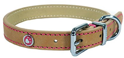 Rosewood Luxury Leather Dog Collar, 22-26-inch, Tan