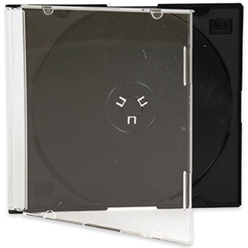 MasterStor CD DVD Slimline Jewel 5.2mm Cases for 1 Disc With Black or Clear Tray (Black, 25)