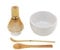 BambooMN Brand - Matcha Bowl Set (Includes Bowl, Rest,Tea Whisk, Chasaku, & Tea Spoon) 1 Set White