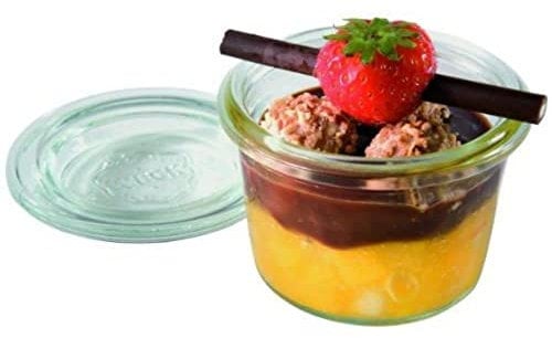 APS 12 Original WECK Gläser 80 ml mit Deckel, Ø 6 cm, H: 5,5 cm, Mini-Sturzform mit Glasdeckel, Einmachglas, Dekoglas, Dessertglas, Vorratsglas, spülmaschinengeeignet