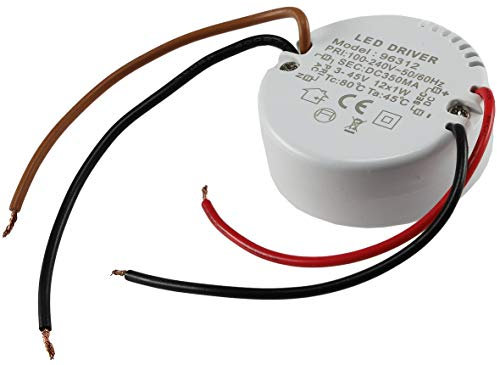LED-Trafo KS-12R 12W, 3-45V= rund, Ein 220-240V, Aus 350mA Konstantstrom