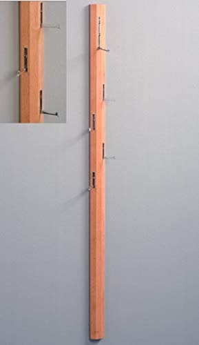M2 Kollektion 736817 Garderobe / Wandgarderobe mit Klapphaken Palo, Echtholz Kernbuche massiv geölt, 185x8x4cm