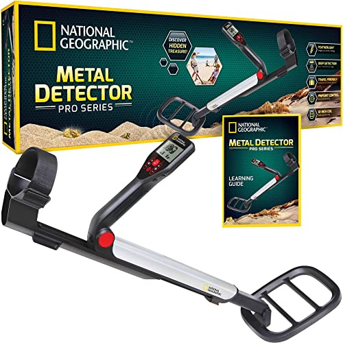 National Geographic PRO Series Metal Detector - Ultimate Treasure Hunter with Pinpointer, Large Waterproof 10 Coil - Lightweight and Collapsible for Easy Travel (Amazon Exclusive)