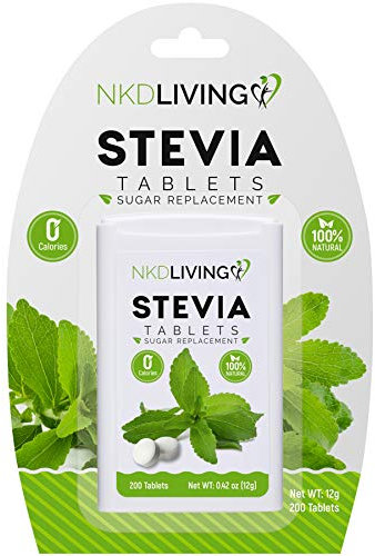 NKD Living Pure Stevia Sweetener Tablets - 200 Tablets - Non-bitter
