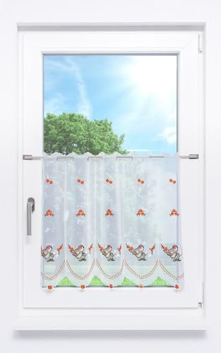 Plauener Spitze Scheibengardine Sperling (Bx H) 256cm * 55cm Orange/Orange
