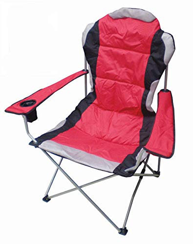 Spetebo Regiestuhl Deluxe bis 150 Kg belastbar - Farbe: rot - Campingstuhl extra breit, extra bequem, extra stabil - Angelstuhl Campingstuhl