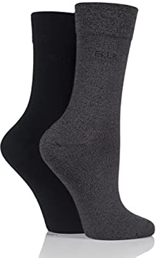 ELLE Ladies Bamboo Fibre Socks - Soft, Breathable & Cooling Plain Socks in a Multipack of 2 Pairs Sizes 4-8