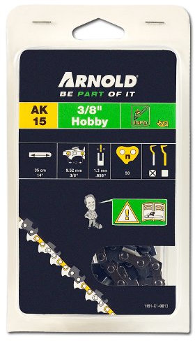 Arnold 1191-X1-0013 Sägekette 3/8 Zoll Hobby, 1.3 mm, 50 Treibglieder, 35 cm Schwert