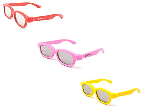 Ultra 1 Gelb 1 Rosa 1 Rot Kinder Passiv 3D Brillen Kinder zur Verwendung mit Allen Passiv TVs Kinoprojektoren und RealD Filme Zirkuläre Polarisiert