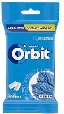 Orbit - Chicle sin azúcar con sabor a menta - 4 paquetes x 10 grageas
