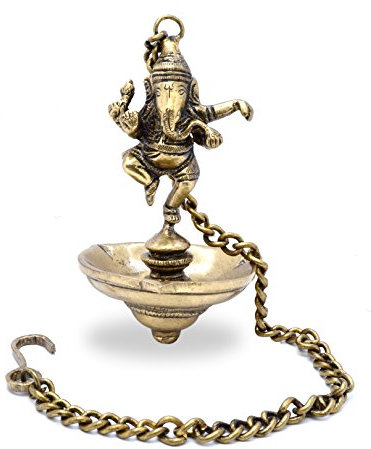 Two Moustaches Dancing Ganesha Brass Hanging Diya | Home Decor |