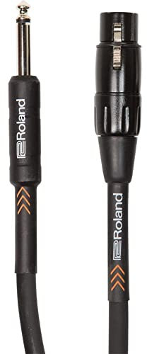 Cable de micrófono balanceado de la serie Black de Roland - Conectores XLR y de 1/4 de pulgada, 6 m de longitud - RMC-B20-HIZ, Negro