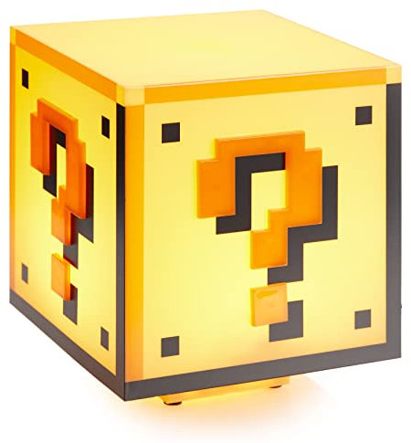 Lampe Question Block Super Mario Brothers - Marchandise Officielle Nintendo, Lampe pour Chambre, Éclairage d'Ambiance pour Salle de Jeu, Fonctionne sur USB ou Piles
