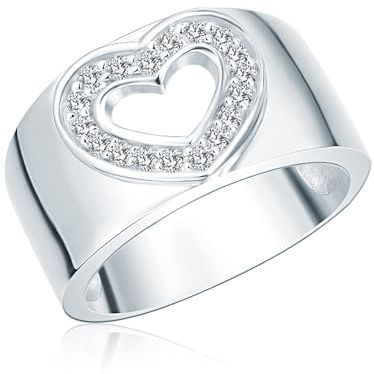 Rafaela Donata Damen Ring 925/- Sterling Silber rhodiniert Zirkonia weiß Herz Silberring