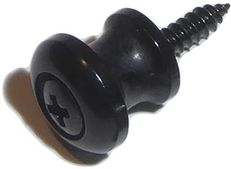 Guitar or mandolin small diameter strap pin/button in black 10mm Diameter including screw