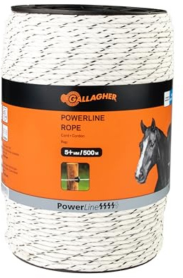 Gallagher PowerLine Braided Electric Fence Rope 500 m - White