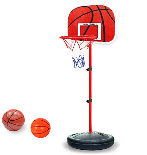 PELLOR Einstellbare Basketballständer, Basketballkorb mit Ständer Höhenverstellbar Basketball-Backboard Ständer Hoop Set für Kinder (Rot, 150CM)