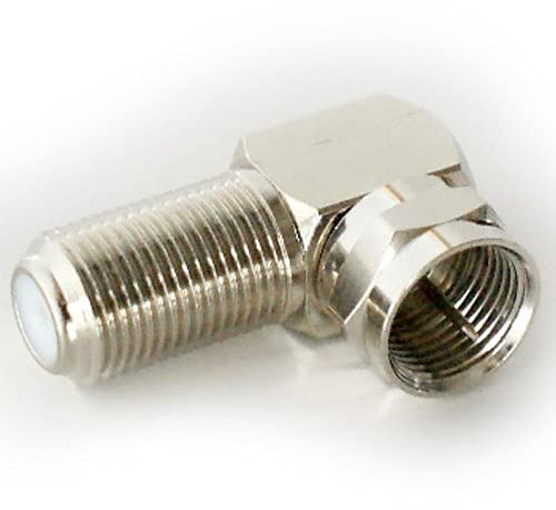 2x 90 Degree F Type Screw Connector Adapter - Sat Coaxial Right Angled Plug to Socket - Loops
