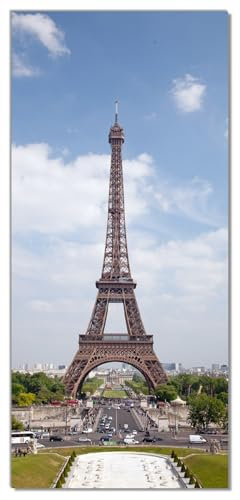 Wallario Selbstklebende Türtapete Eiffelturm in Paris - Türposter 93 x 205 cm Abwischbar, rückstandsfrei zu entfernen