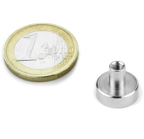 5 x Neodym Flachgreifer Magnet Topfmagnet Ø 13,0 mm Gewindebuchse M3 - hält 6 kg - 5 Stück