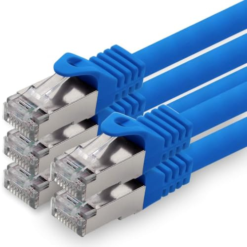 1aTTack.de 7,5m - blau - 5 Stück CAT.7 Netzwerkkabel Patchkabel SFTP PIMF LSZH Gigabit Lan Kabel 10Gb s cat7 Rohkabel mitRJ45 Stecker Cat6a kompatibel zu CAT5 CAT6 cat7 cat8