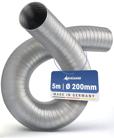 Intelmann® Alu-Flexrohr Ø 200 mm x 5 m – Lüftungsrohr aus Reinaluminium, flexibel, temperaturbeständig, Made in Germany