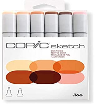 COPIC Sketch Set Portrait, 6 Twin Marker mit einer mittelbreiten und einer Brush-Spitze