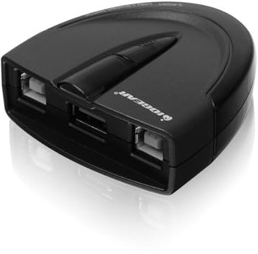 IOGEAR Conmutador de Compartición de Impresoras USB Adaptador USB 2.0 de 2 Puertos para Compartir Dispositivos USB Entre 2 PC con Indicador LED