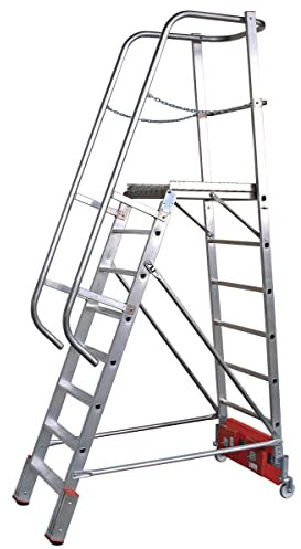 KRAUSE lff143 einseitige Leiter mit Ballast M, 8 Stufen, 1440 mm Breite Stabilisator, 1.9 m Höhe