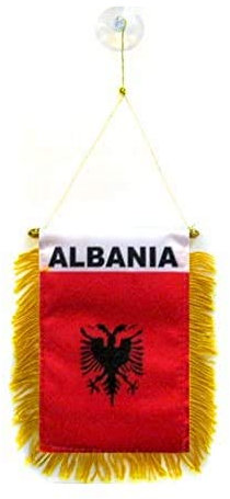 AZ FLAG - Wimpel Albanien - 15x10 cm - Albanische Mini Flagge 10 x 15 cm - Auto Pennant Spezielle Auto