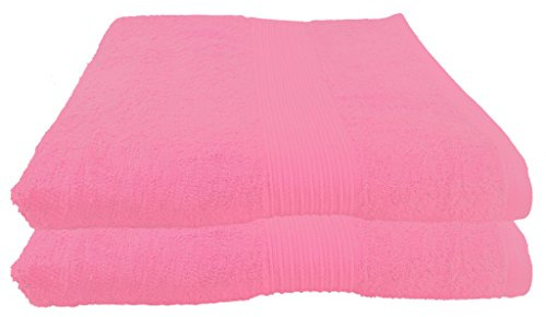 Julie Julsen 2er Pack Saunatücher vielen Farben Reine Baumwolle Qualität 500 GSM Strandtuch Rosa 80 x 200 cm