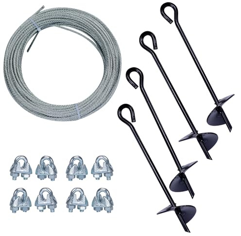 Tie Down 59070 Galvanized Cable (Includes 4 Anchors, 8 Clamps, 50 Feet Galvanized Cable), Black