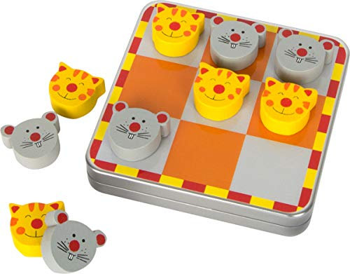 small foot Tic Tac Toe Katz und Maus, in Metalldose, mit magnetischen Spielsteinen aus Holz, ab 5 Jahren, 2404