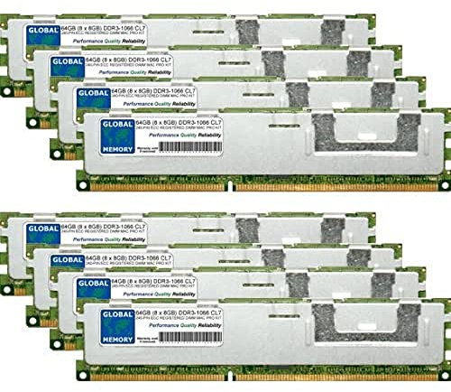 GLOBAL MEMORY 64 GB (8 x 8 GB) DDR3 1066 MHz PC3–8500 240-PIN ECC Registered DIMM (RDIMM) Arbeitsspeicher Kit für Apple Mac Pro (Anfang 2009 – Mitte 2010 – Mitte 2012)