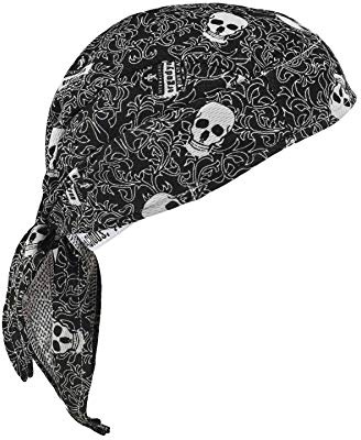 Ergodyne Mens High-Performance Terry Cloth Bandana - Tie, Skulls