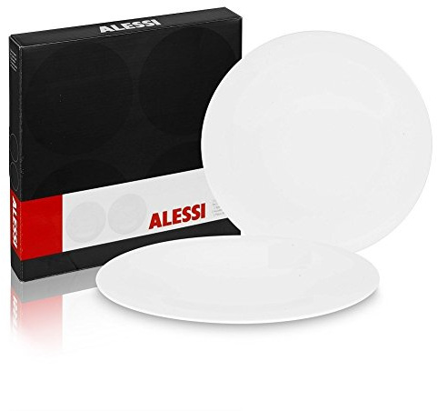 Alessi-SET 2 PIATTI PIANI -DTI05/IS2 KU-IN PORCELLANA BIANCA-diametro cm.27