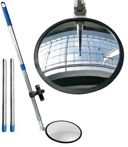 Specchio di ispezione sotto il veicolo – Specchio di sicurezza diametro 20,5 cm con palo telescopico da 145 cm e luce LED da Global Care Market®