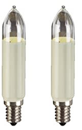 hellum Ersatz-Kerzen für Weihnachtsbaum Kerzen Lichterketten innen und außen, 2 Stück 16V 4W Schaftkerze für Lichterketten mit 15 Brennstellen, ø20mm E14/ 16V/ 4W/ 34 Lumen 905021