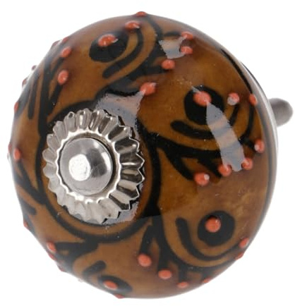 Keramik Möbelknopf, Möbelgriff, Schranktürknöpfe, 3,5 cm, Modell 41 | Handbemalt, Gewinde M5, 4 cm lang, ideal für Schubladen und Schränke, dekorativ und funktional