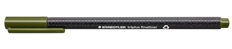 STAEDTLER 334-57 Triplus Fineliner Superfine Pen, 0.3mm Line Width - Olive Green (Box of 10)