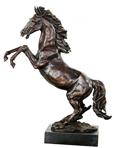 Casa Padrino Luxus Bronze Figur Wildes Pferd auf Natursteinsockel Höhe 90 cm - Pferde Skulptur