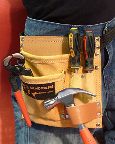 WIM-SHOP Kinder WERKZEUGGÜRTEL aus ECHT - Leder + Werkzeug 5-teilig