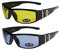 2er Pack Choppers 6608 X0 Sonnenbrillen Herren Damen Männer Brille - 1x Modell 12 (schwarz glänzend/gelb getönt) und 1x Modell 13 (schwarz glänzend/nur ganz gering blau getönt) - Modell 12 + 13 -