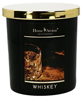 6er Pack - Home Aroma Duftkerze WHISKEY 300g mit Deckel - 8x10cm - Brenndauer 40h