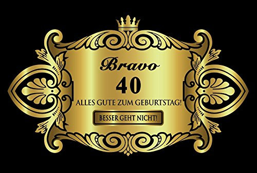 Oblique-Unique® Aufkleber Flaschenetikett Etikett 40 Geburtstag Gold elegant