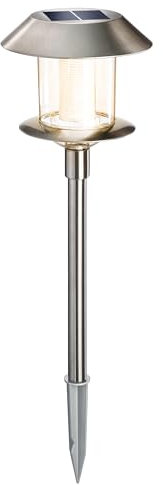Esotec Solar Gartenstecker außen SWING | DUO COLOR LED-Stableuchte AKKU | Steckleuchte Solarleuchte Gartenleuchte Solarstecker Solarfackel für draußen | H=38cm Edelstahl METALL outdoor 102070