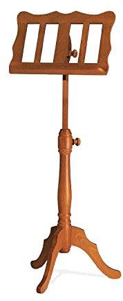 K&M 117 Holz-Notenpult – Solides Buchenholz Kirschbaumfarbig – 96 bis 132 cm ausziehbarer XXL-Notenständer im Barockstil