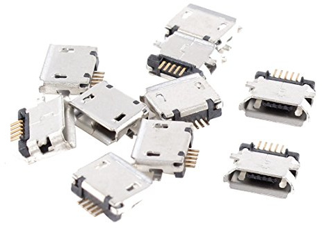 sourcing map 10 pièces Micro USB Type B prise femelle 180 degrés 5 broches SMD SMT prise à souder